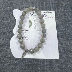 Brand new laboradite bracelet with angel wing